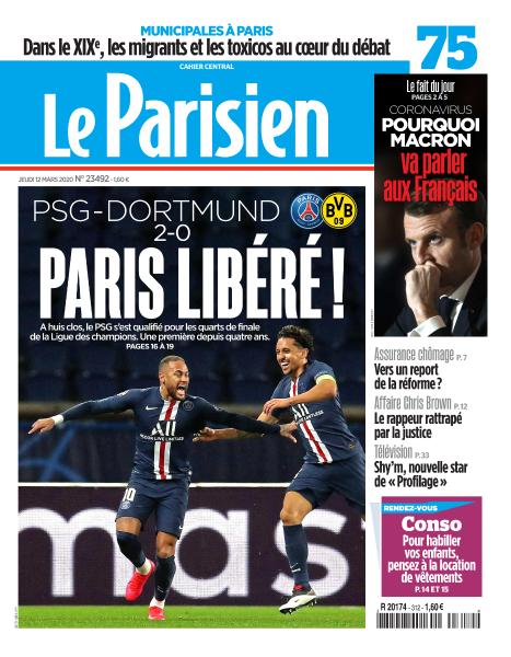 Le Parisien Du Jeudi 12 Mars 2020