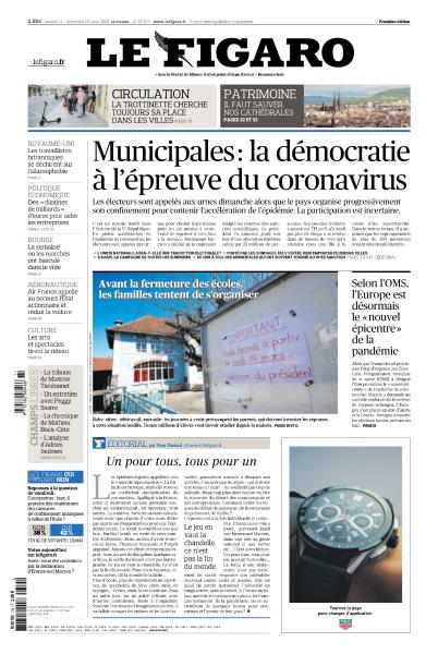 Le Figaro Du Samedi 14 & Dimanche 15 Mars 2020