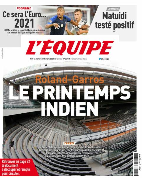 L’Équipe Du Mercredi 18 Mars 2020