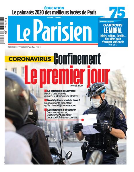 Le Parisien Du Mercredi 18 Mars 2020