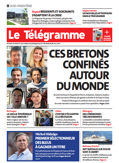 Le Télégramme (3 Editions) Du Vendredi 27 Mars 2020