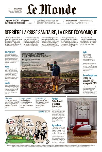 Le Monde Du Jeudi 26 Mars 2020