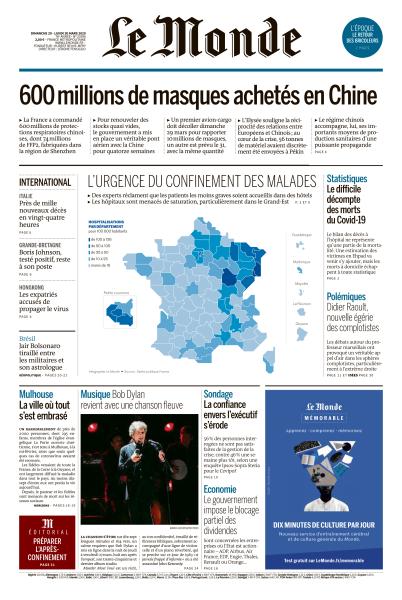 Le Monde Du Dimanche 29 & Lundi 30 Mars 2020