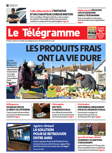 Le Télégramme (2 Editions) Du Lundi 23 Mars 2020