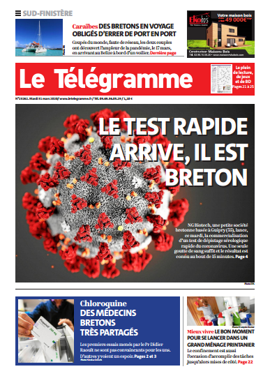 Le Télégramme (3 Editions) Du Mardi 31 Mars 2020