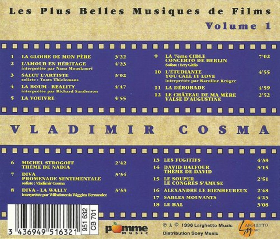 Les plus belles musiques de films de Vladimir Cosma - Vol1