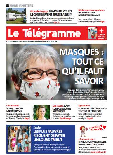 Le Télégramme (3 Editions) Du Vendredi 10 Avril 2020