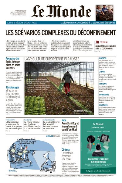 Le Monde Du Mercredi 8 Avril 2020