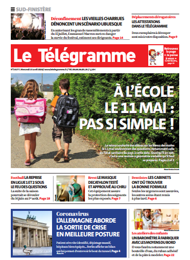 Le Télégramme (3 Editions) Du Mercredi 15 Avril 2020