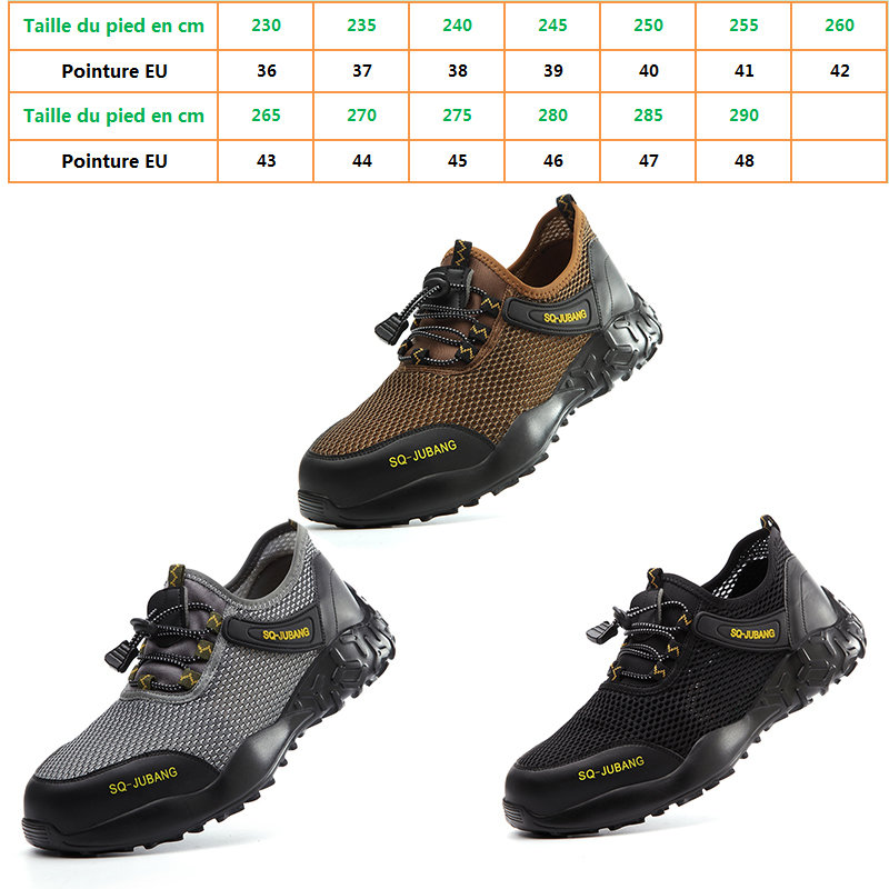 Chaussures De Sécurité Homme SPIEZ - Embout Acier, Semelle Antidérapante Et Anti-perforation, Fermeture éclair Latérale, Tailles 40-46