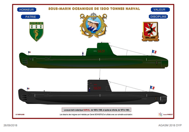 Sous-marin 1200T "Narval" refondu au 1/400 (sur plan, en scratch) Hlmb