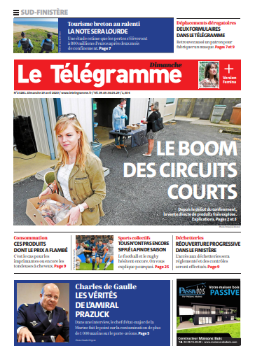 Le Télégramme (3 Editions) Du Dimanche 19 Avril 2020