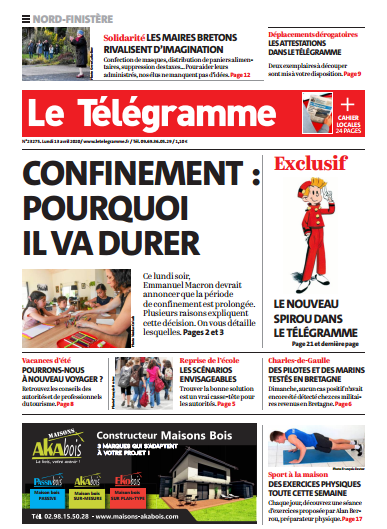 Le Télégramme (3 Editions) Du Lundi 13 Avril 2020