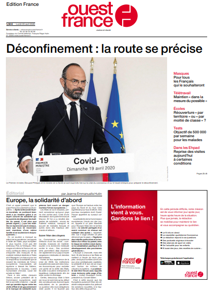 Ouest-France Édition France Du Lundi 20 Avril 2020