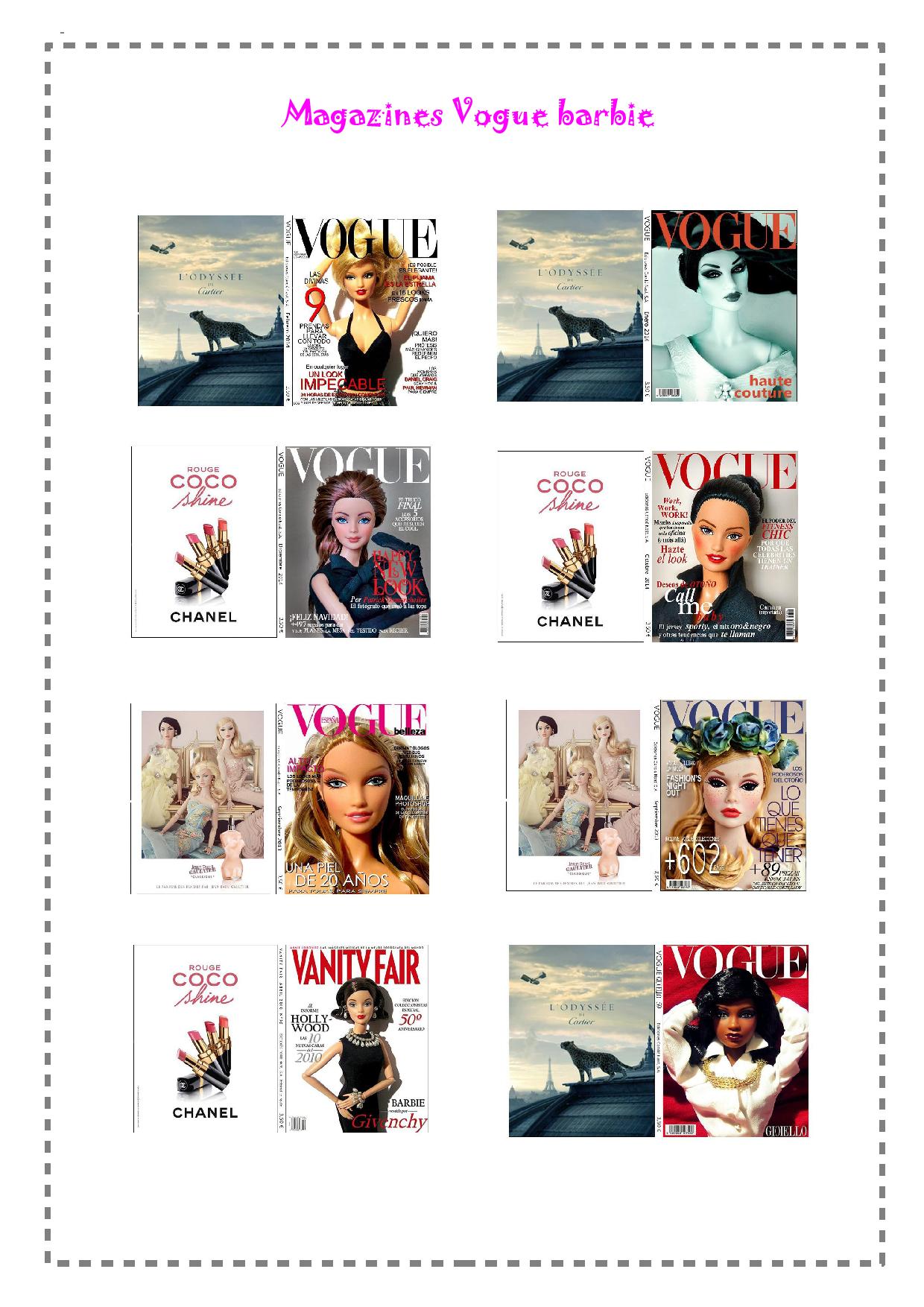 Magazines Vogues pour Barbie