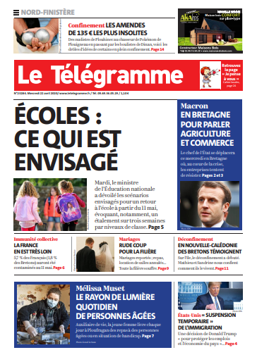  Le Télégramme (3 Editions) Du Mercredi 22 Avril 2020
