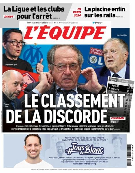 L’Équipe Du Jeudi 30 Avril 2020