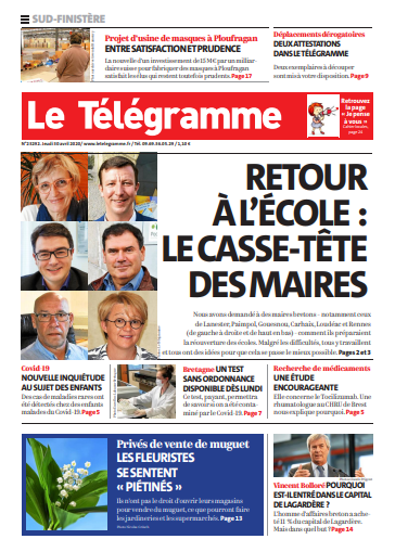 Le Télégramme (3 Editions) Du Jeudi 30 Avril 2020