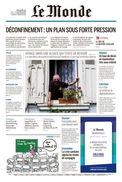 Le Monde Du Mardi 28 Avril 2020