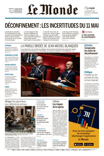 Le Monde Du Dimanche 10 & Lundi 11 Mai 2020