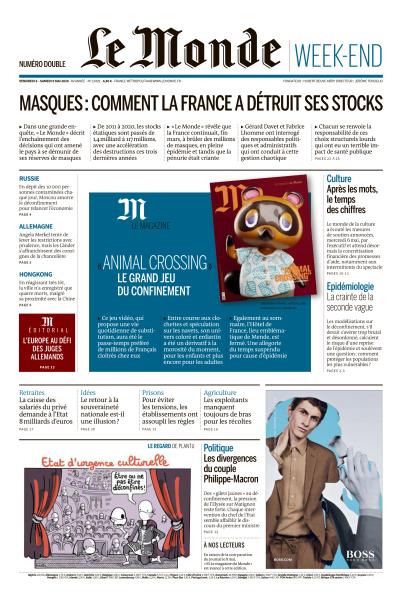 Le Monde Du Vendredi 8 & Samedi 9 Mai 2020