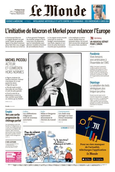 Le Monde Du Mercredi 20 Mai 2020