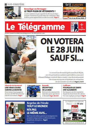 Le Télégramme (3 Éditions) Du Samedi 23 Mai 2020