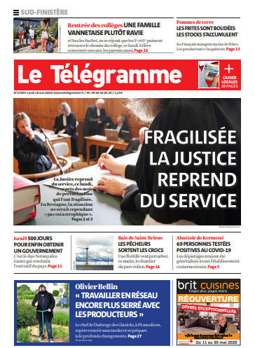  Le Télégramme (3 Éditions) Du Lundi 18 Mai 2020