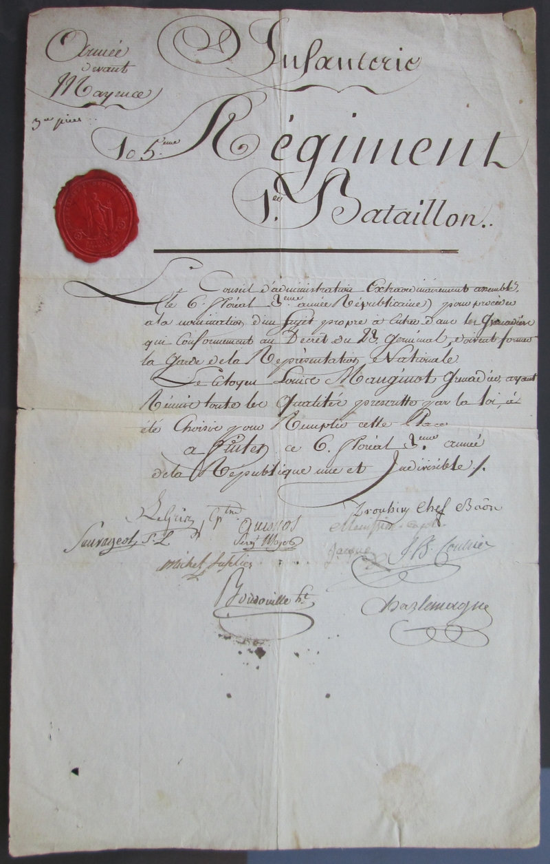 Choix d'un grenadier pour la Garde de la représentation nationale 1795 Pgoq