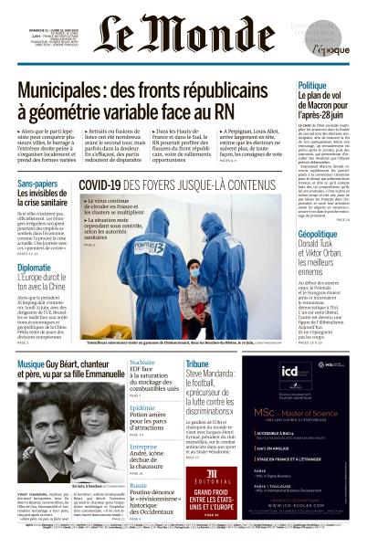 Le Monde Du Dimanche 21 & Lundi 22 Juin 2020