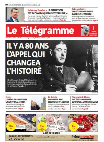 Le Télégramme (3 Éditions) Du Jeudi 18 Juin 2020