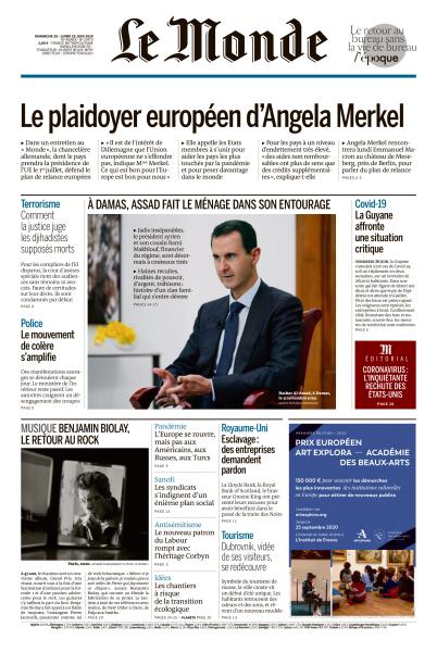 Le Monde Du Dimanche 28 & Lundi 29 Juin 2020