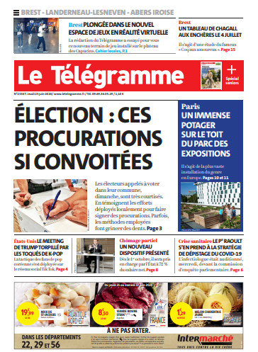 Le Télégramme (3 Éditions) Du Jeudi 25 Juin 2020