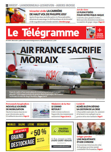 Le Télégramme (3 Éditions) Du Mercredi 1 Juillet 2020