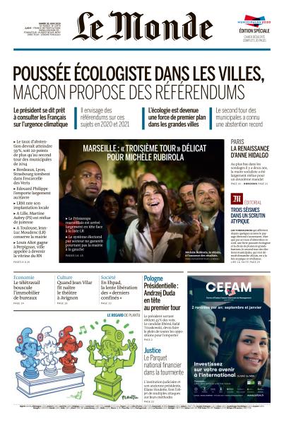 Le Monde Du Mardi 30 Juin 2020