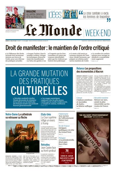 Le Monde Du Samedi 11 Juillet 2020