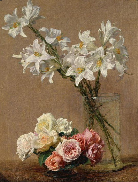 Roses et fleurs de Lys d'Henri Fantin-Latour