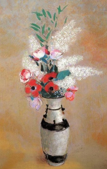 Vase blanc avec des fleurs d'Odilon Redon 