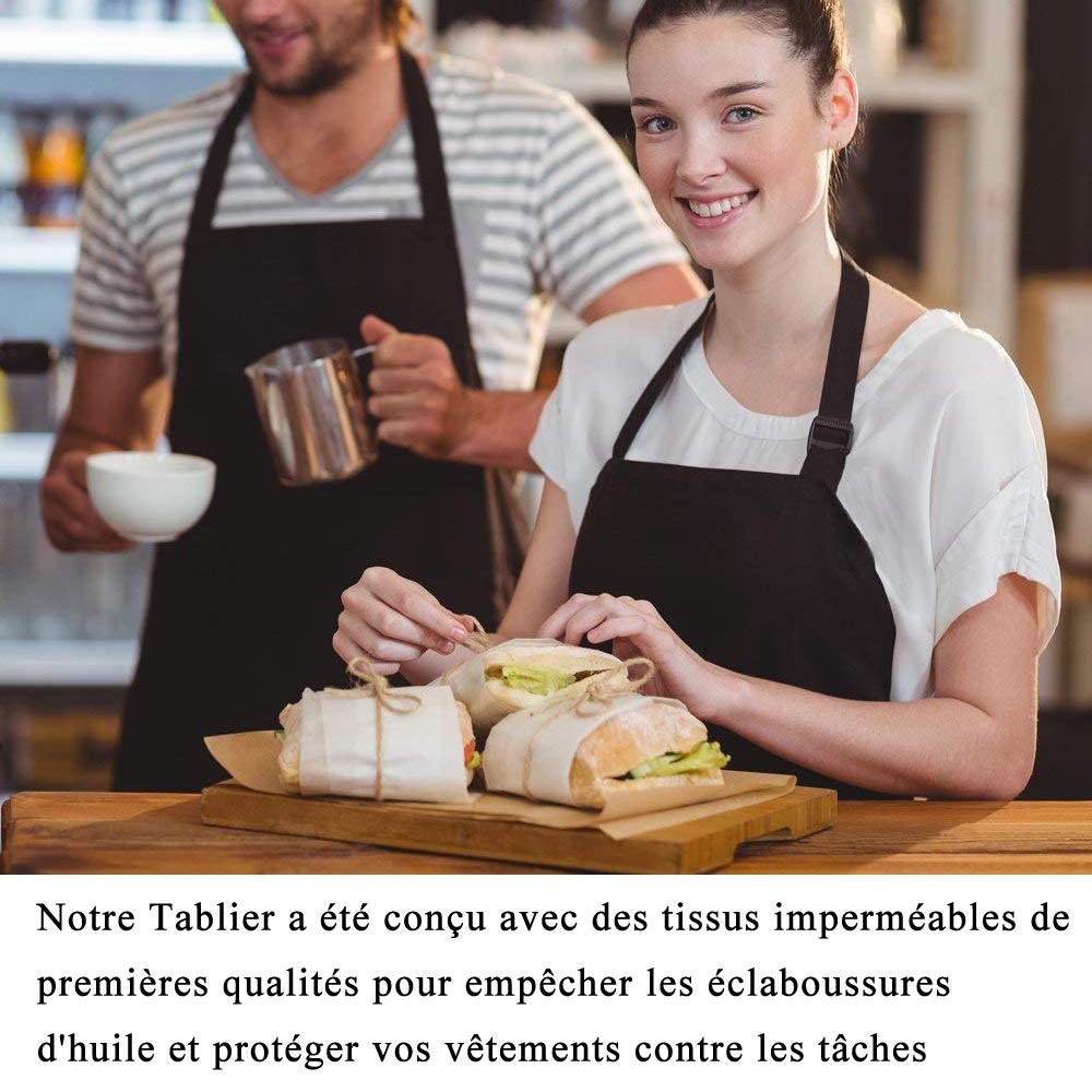 ViLiyDuo Lot De 2 Tabliers De Cuisine Imperméables - Avec Poches - Unisexe - 68x72cm