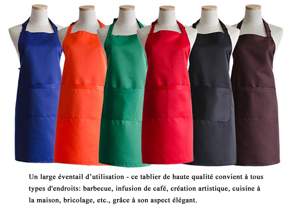 2 Packs Tablier de Cuisine Etanche Réglable Avec Poches Cuisson à