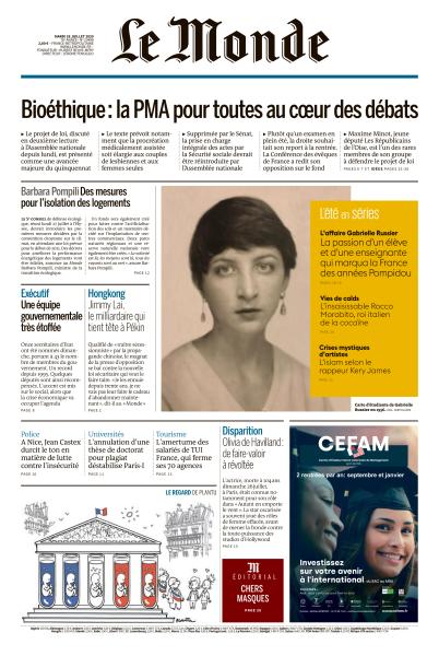 Le Monde Du Mardi 28 Juillet 2020