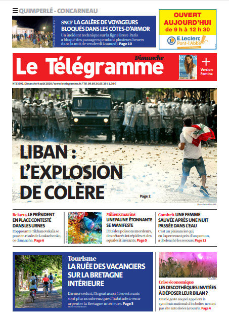 Le Télégramme (3 Éditions) Du Dimanche 9 Août 2020