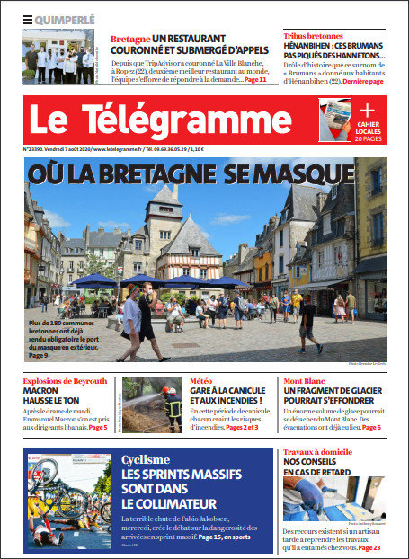 Le Télégramme (3 Éditions) Du Vendredi 7 Août 2020