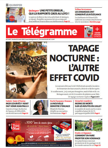 Le Télégramme (3 Éditions) Du Vendredi 14 Août 2020