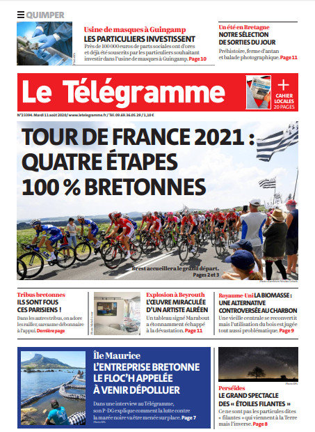 Le Télégramme (3 Éditions) Du Mardi 11 Août 2020