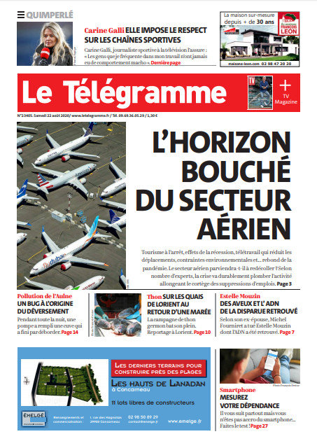 Le Télégramme (3 Éditions) Du Samedi 22 Août 2020