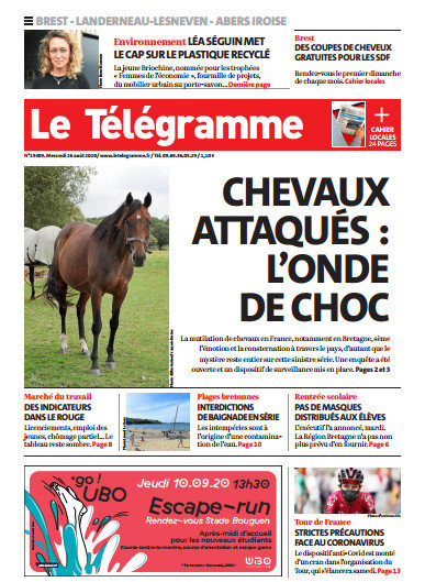 Le Télégramme (3 Éditions) Du Mercredi 26 Août 2020