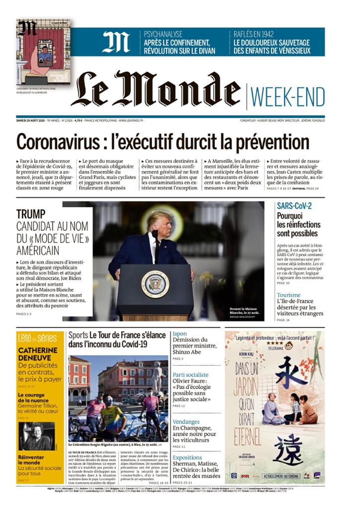 Le Monde Week End Du Samedi 29 Août 2020