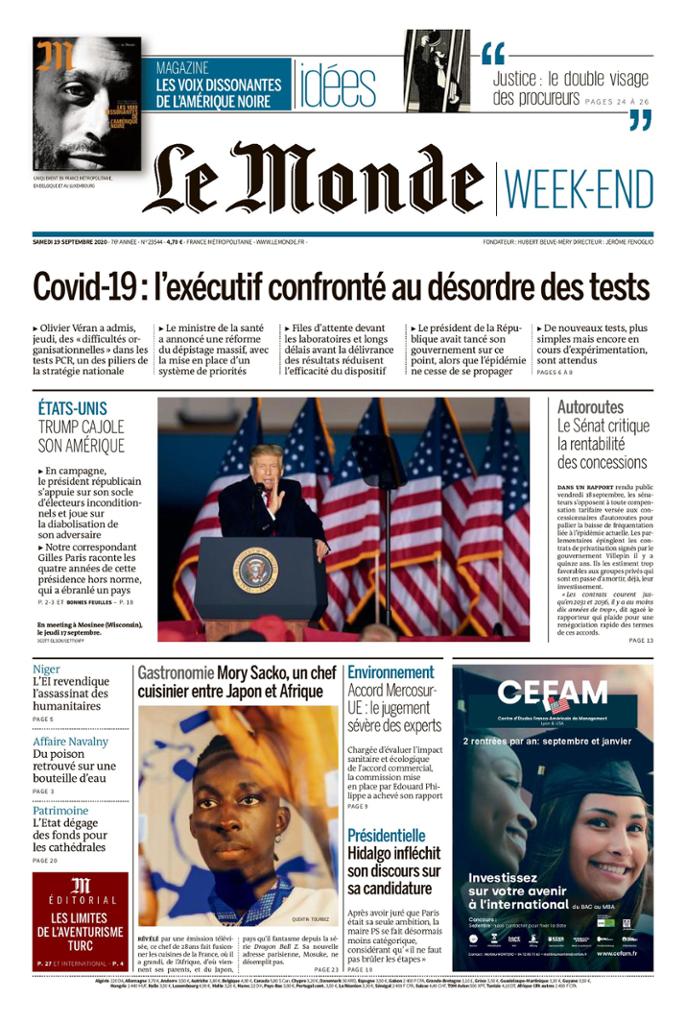 Le Monde Du Samedi 19 Septembre 2020