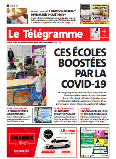 Le Télégramme (3 Éditions) Du Samedi 19 Septembre 2020